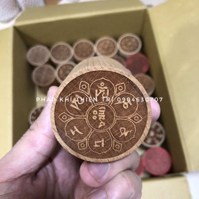 Con dấu Mật tông gỗ Đào , khắc sẵn các mẫu căn bản của dấu nhà chùa , Phật Giáo