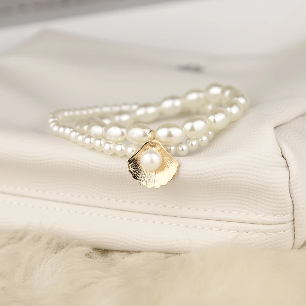 Lắc Chân Hình Vỏ Sò Đính Ngọc Trai Nhân Tạo Phong Cách Cổ Điển Quyến Rũ Dành Cho Nữ