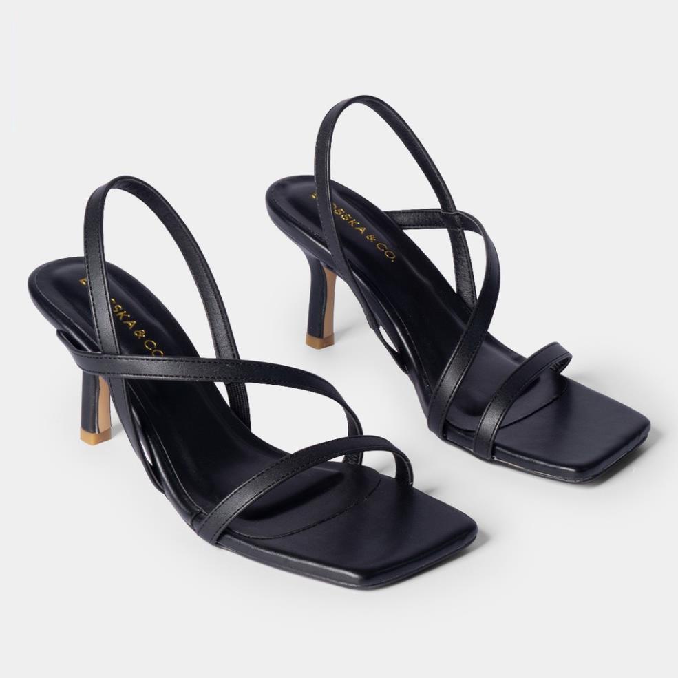 Sandal cao gót 7cm quai mảnh mũi vuông quai mảnh quai ngang phối dây tinh tế KEB022 LaT