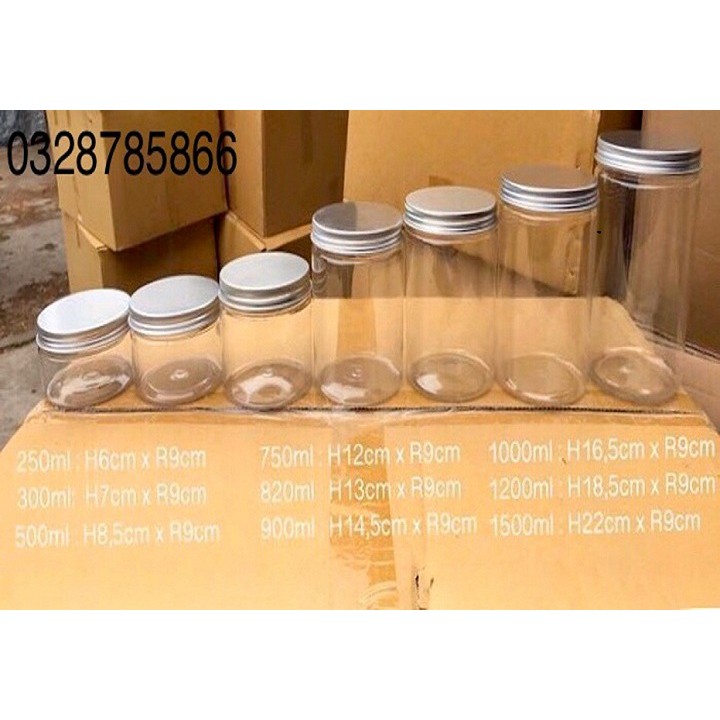 LỌ NHỰA NẮP NHÔM (500ml,820ml,1000ml)