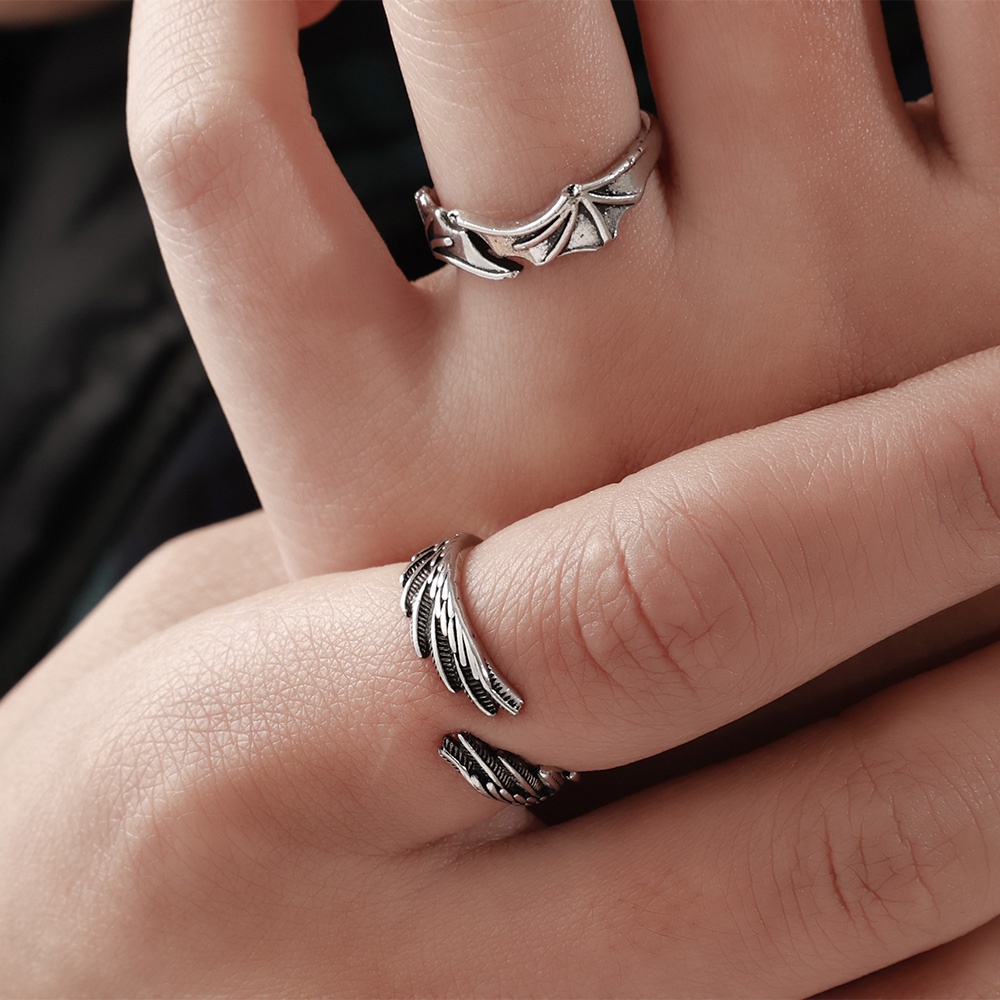 [Mới] Nhẫn Đôi Cánh Thiên Thần Phong Cách Gothic Cổ Điển Quà Tặng Cho Nam Và Nữ