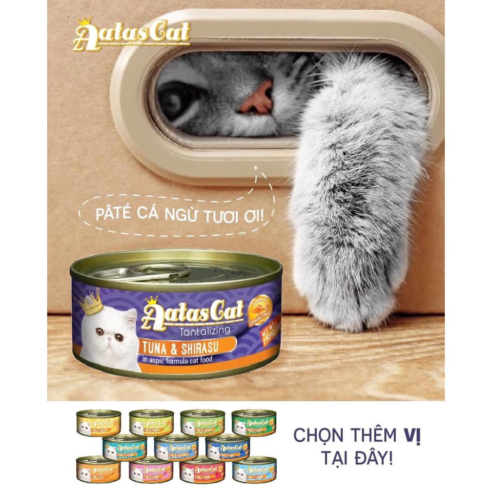 Pate Cho Mèo Aatas Cat 80g Nguyên Chất Từ Cá Ngừ Mix Với 12 Loại Thịt Thơm Ngon - Không Chất Bảo Quản