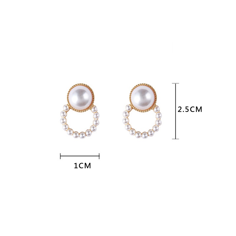 Bông tai xỏ lỗ tròn đính ngọc trai đơn giản phong cách retro Hàn Quốc cho nữ