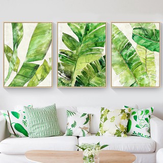 Tranh treo tường Canvas trang trí bộ lá chuối 30x40cm ( kèm theo khung )
