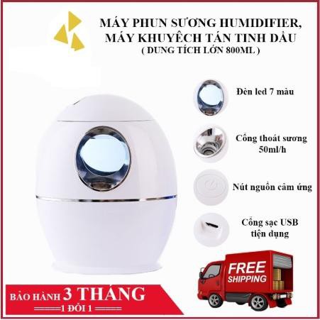 Máy phun sương tạo ẩm khuếch tán tinh dầu hình quả trứng chống khô da, làm mát phòng - mẫu mới cho mùa hè 2020