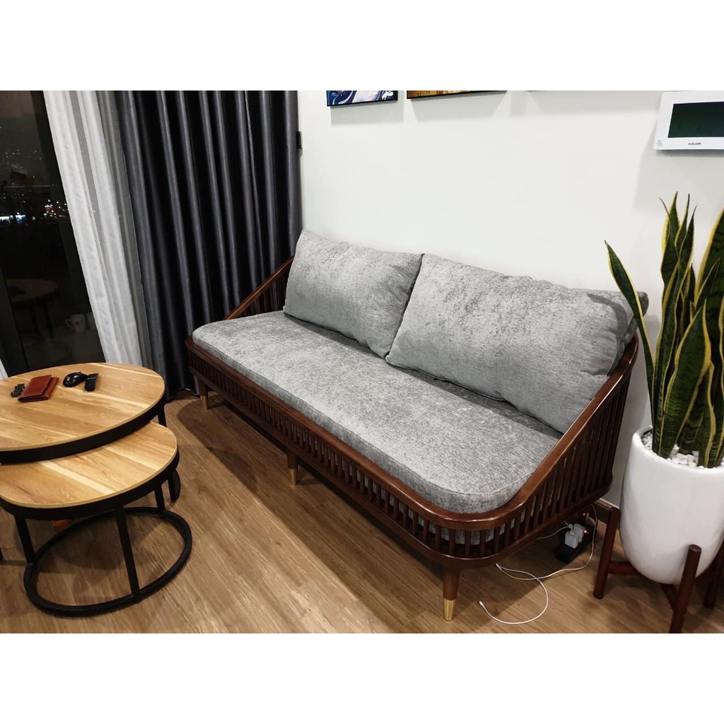 Sofa KBH Văng Dài 2m Chân Bọc Đồng Nguyên Chất