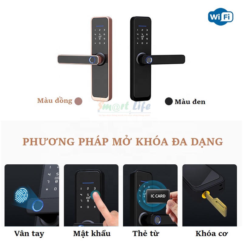 Khóa vân tay thông minh Tuya X2 Wifi mở khóa vân tay, thẻ từ, chìa cơ, mật khẩu, cảm ứng. app điện thoại