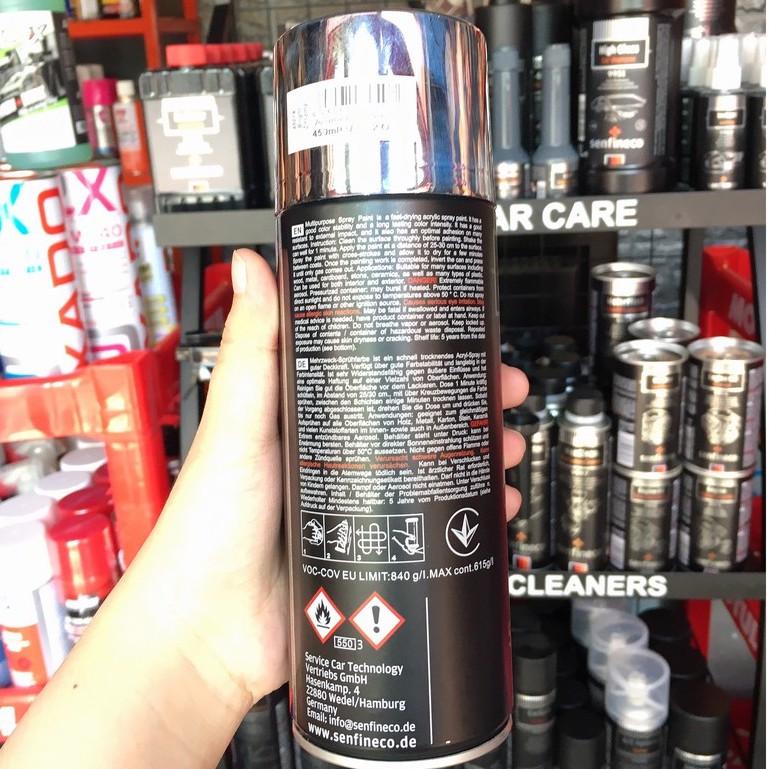 Sơn Xịt Mạ Sơn Xịt Mạ Crom Có Hiệu Ứng Tráng Gương Soi Senfineco Acrylic Spray Paint 4501 - 450ml