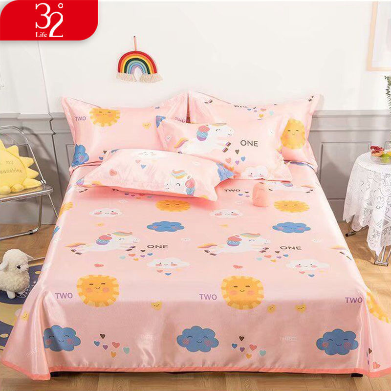 Bộ Vỏ Gối Chăn Và Ga Giường 32 / 1.8m 1.5m Bằng Lụa Lạnh Mềm Mại Có Thể Giặt Sạch