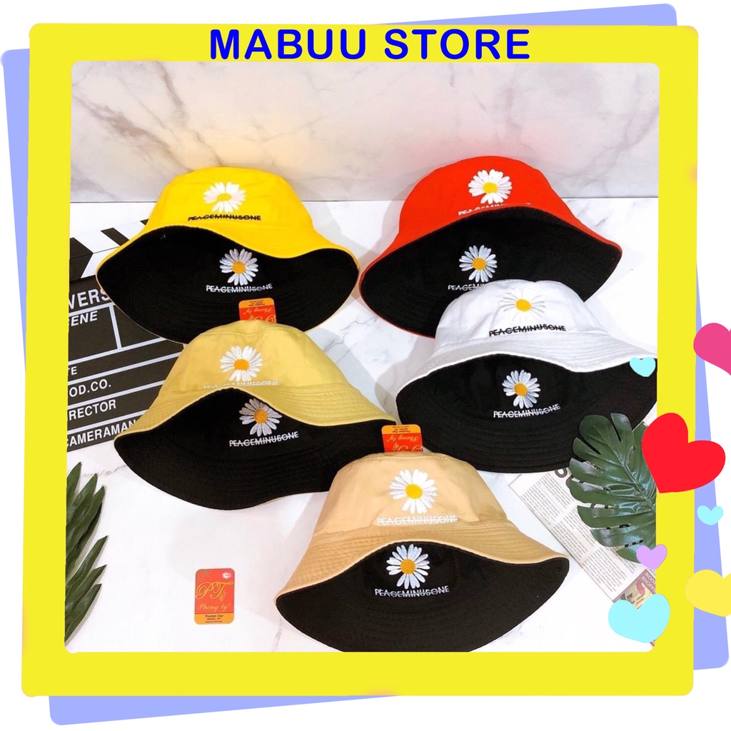 Nón Bucket Hoa Cúc Thêu Chữ/ Mũ Hoa Cúc Tai Bèo Mabuu Store 7015