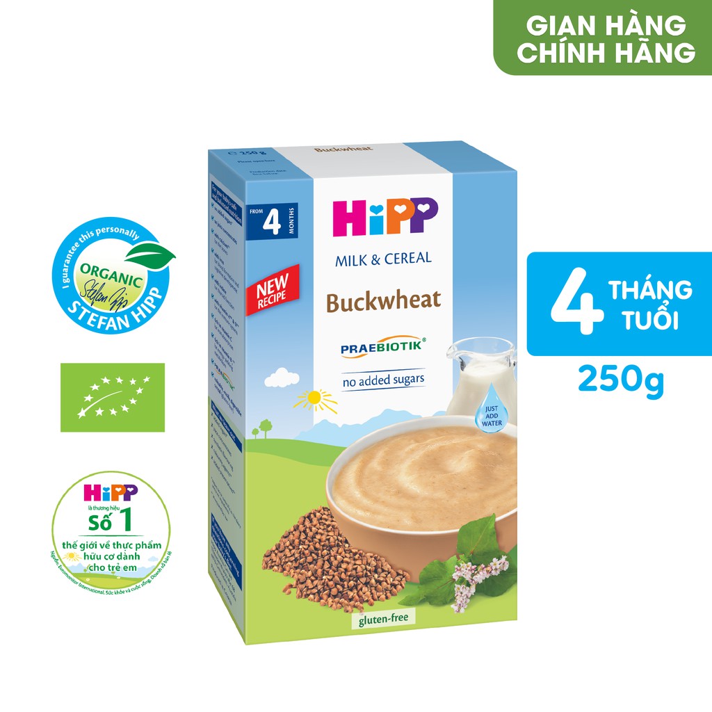 [Mã LT20 giảm 20K đơn 150K] Bột ăn dặm dinh dưỡng Sữa, Kiều mạch HiPP Organic 250g