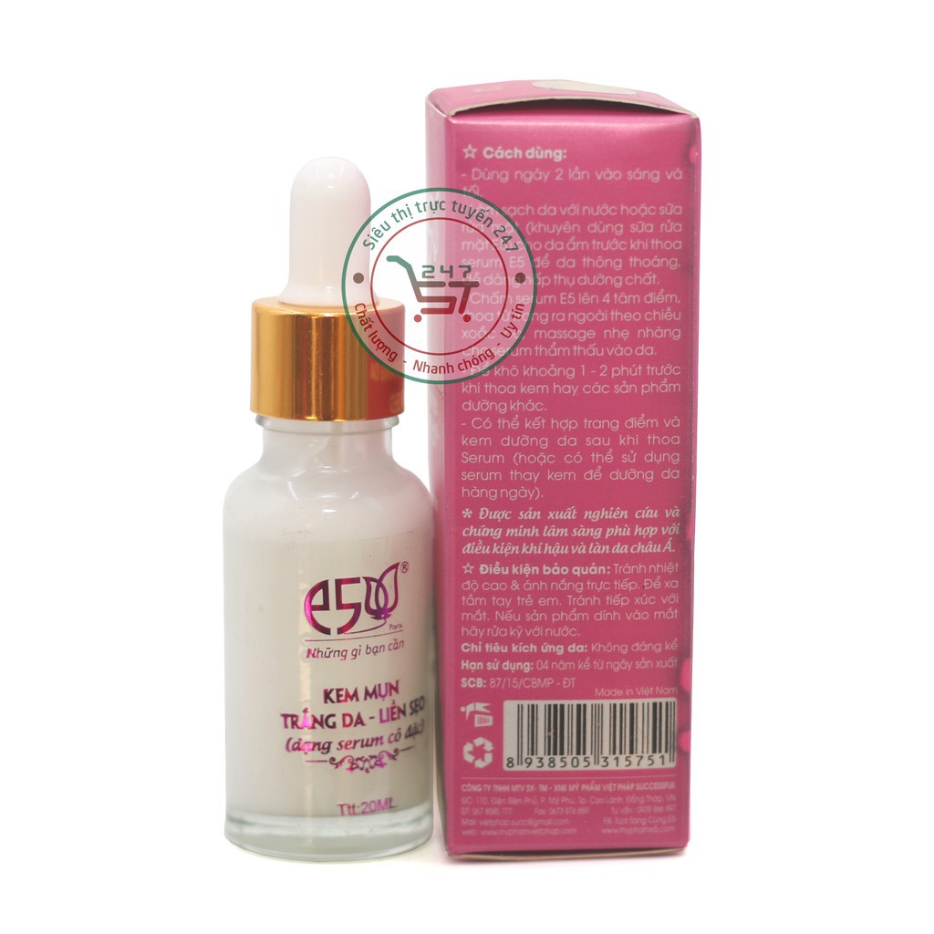 Kem Mụn Trắng da Liền sẹo dạng E5 dạng serum (Tím)