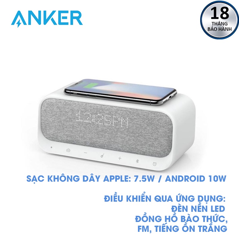 Loa di động - Loa Blutooth cao cấp kiêm sạc nhanh không dây tích hợp đồng hồ báo thức Anker Soundcore A3300P21 Bluetooth