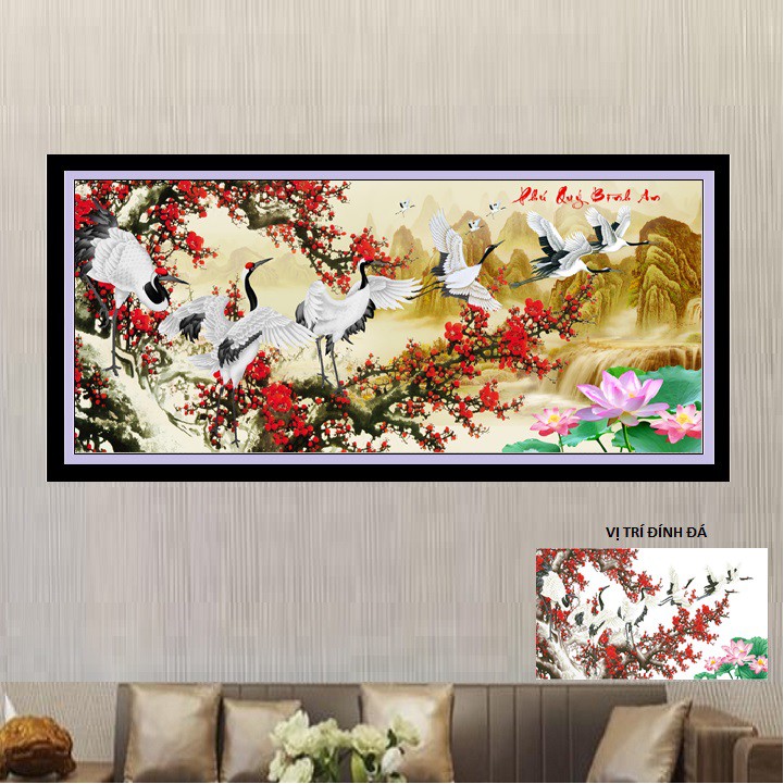 Tranh đính đá Phú Quý Bình An VS327 Kích thước 150 x 65 cm Đá ABC Cao Cấp
