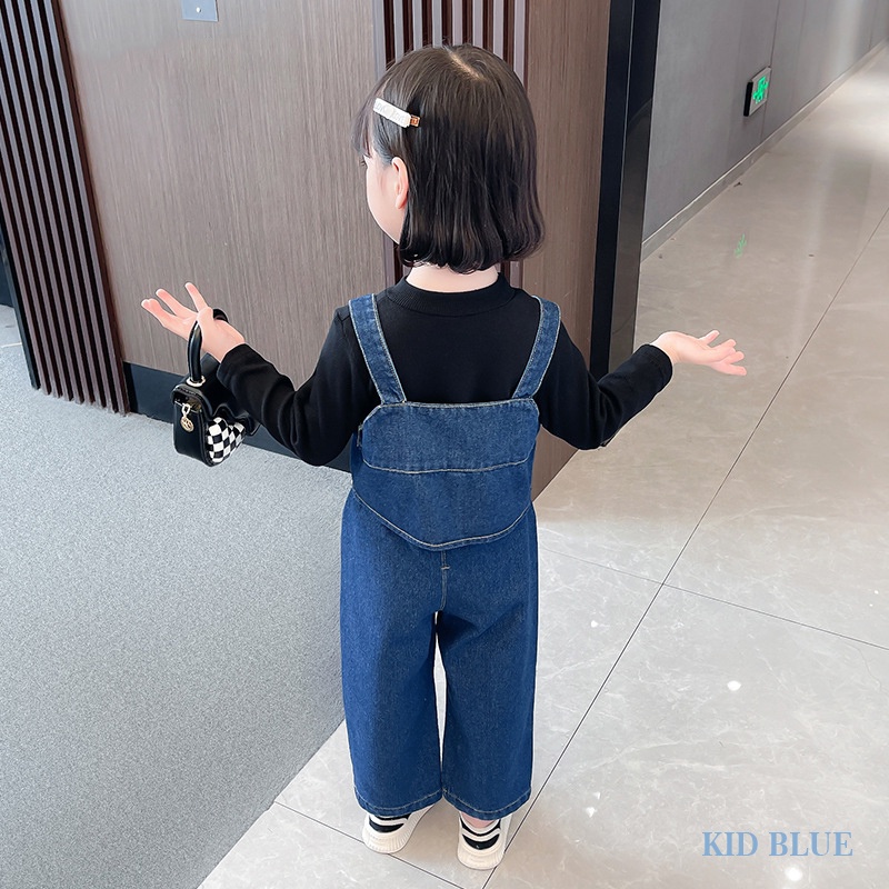 Set Áo Denim Và Quần Yếm Ống Rộng Thời Trang Mùa Thu Cho Bé Gái