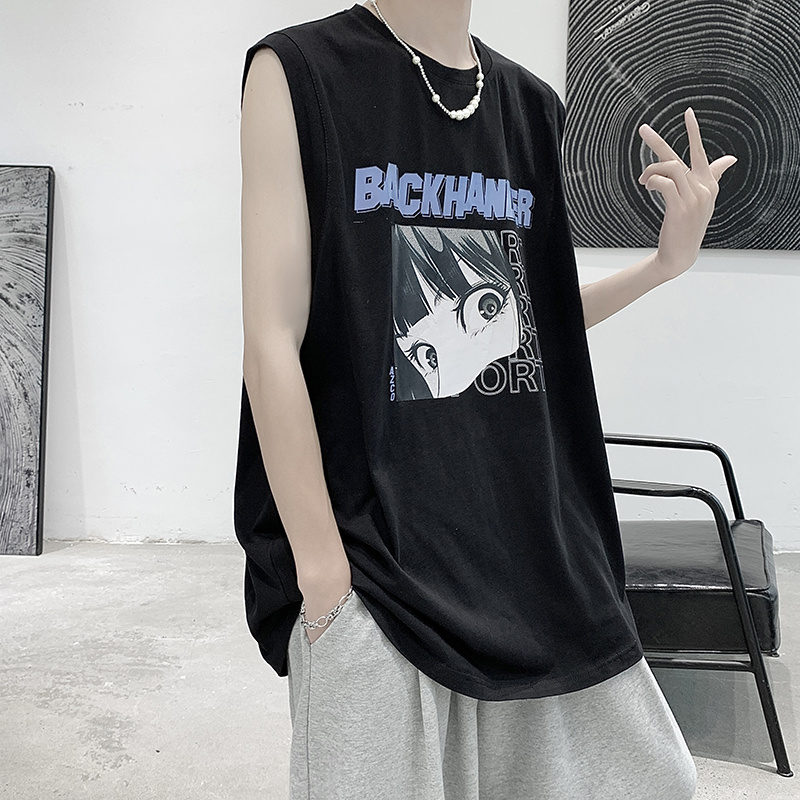 Áo thun sát nách in họa tiết thời trang trẻ trung cho nam