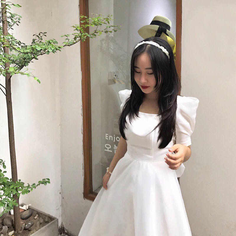 ĐẦM KHOÉT LƯNG ĐÍNH NƠ XINH XẮN TÙNG 2 LỚP kèm feeback của khách