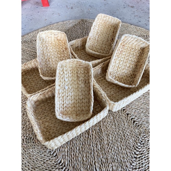 Khay lục bình ⚡ RẺ VÔ ĐỊCH ⚡ Set 2 chiếc giỏ lục bình dùng đựng đồ, trang trí decor, gia công tỉ mỉ chắc chắn