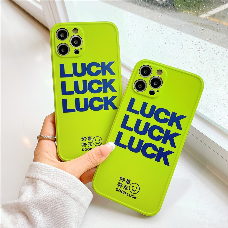Ốp Điện Thoại TPU Mềm Màu Xanh Lá Dạ Quang In Chữ Thời Trang Cho iPhone 12 11 Pro Max X Xs Max Xr