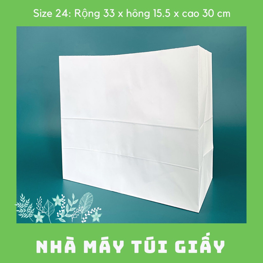 10 CHIẾC TÚI GIẤY KRAFT SIZE 24: 33x15.5x30 CM MÀU TRẮNG KHÔNG QUAI ( ẢNH THẬT)