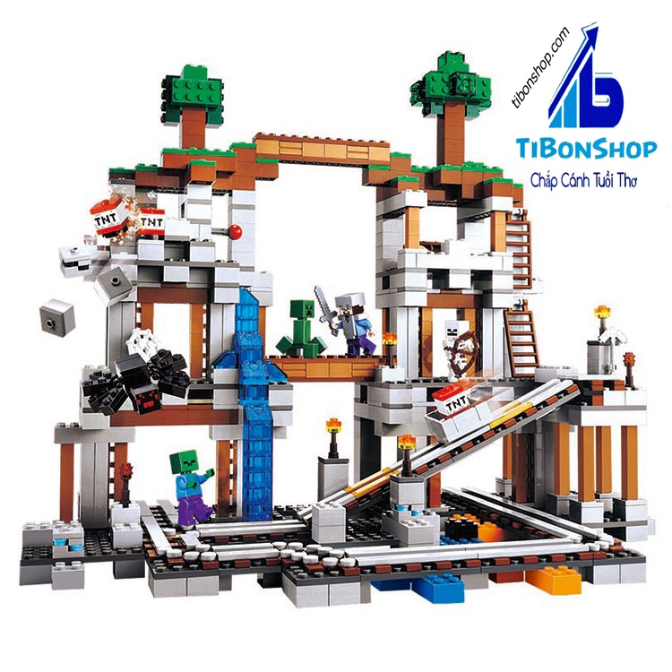 Đồ chơi lắp ráp Minecraft Bela 10179 Xếp Mô Hình Nhà My World Minifigures khu hầm mỏ