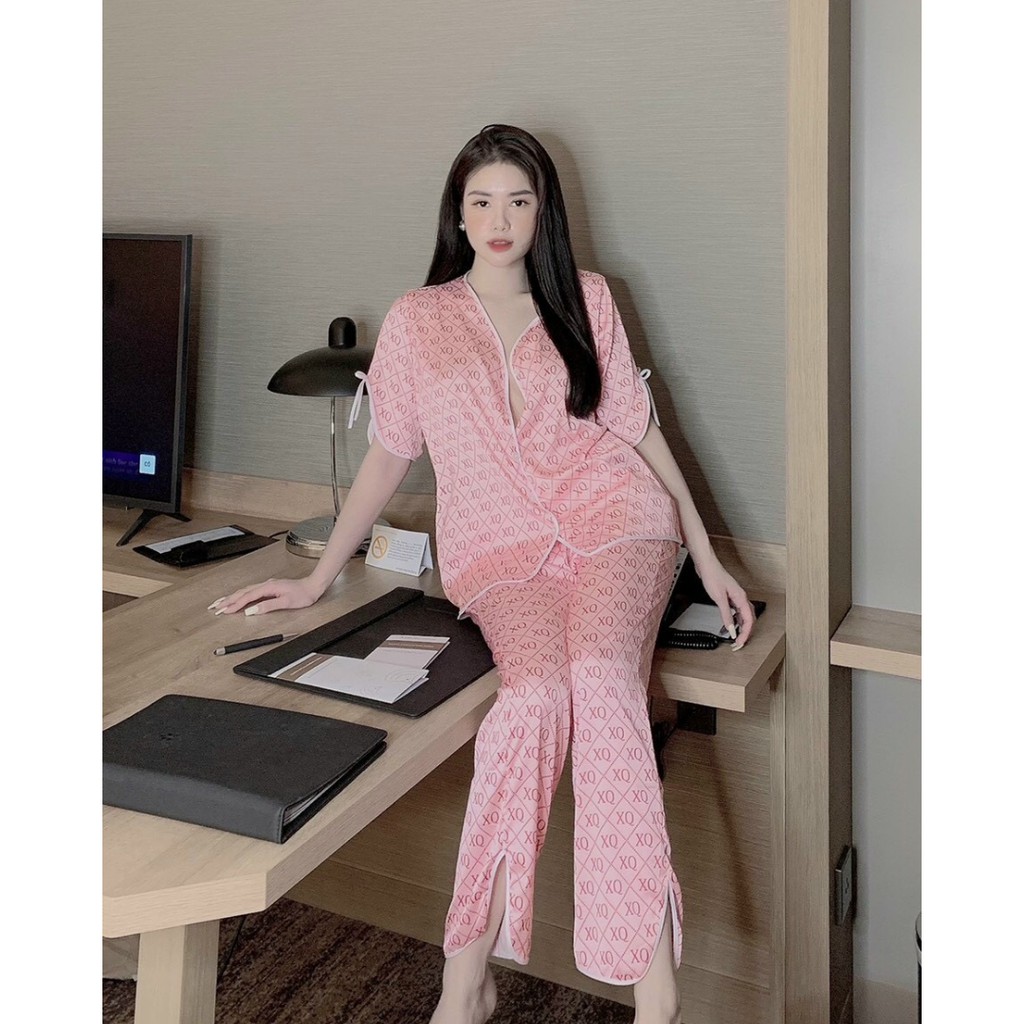 Đồ mặc nhà Lụa satin Pijama tay ngắn quần dài Form dưới 60 kí nhiều mẫu | BigBuy360 - bigbuy360.vn