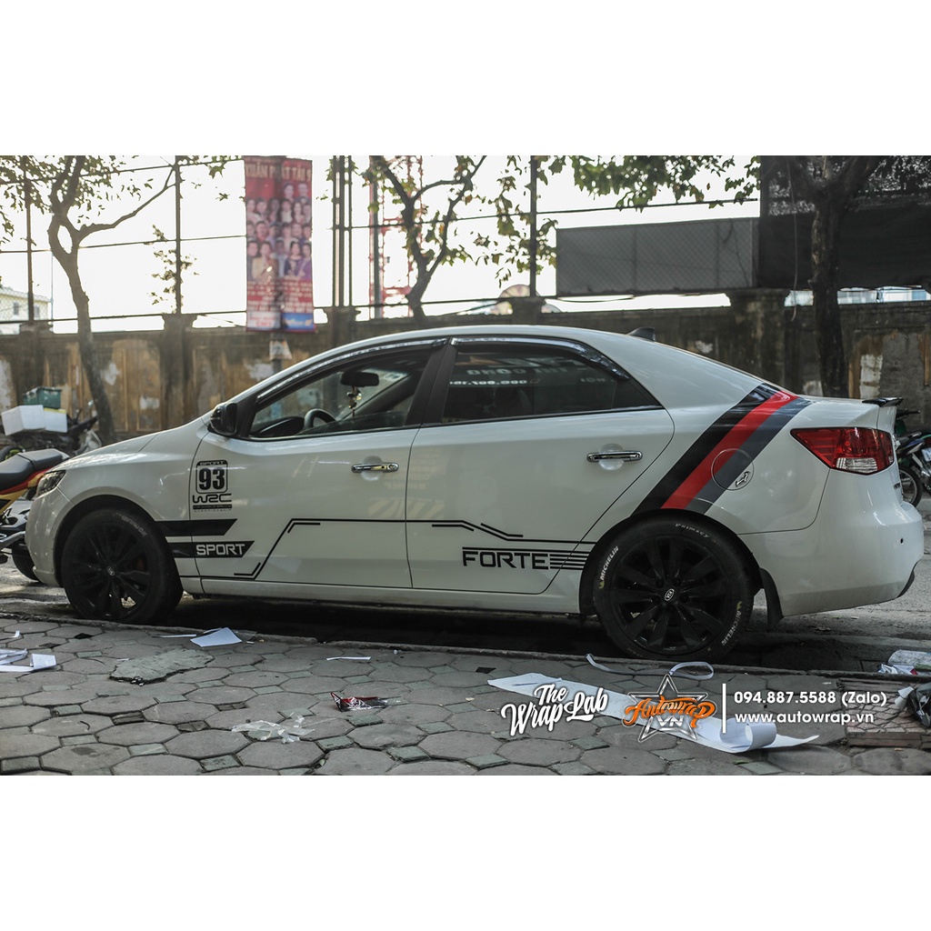 Tem họa tiết xe Forte Racing Sport - Tem hoa tiết ô tô Kia, tem dán sườn xe thể thao
