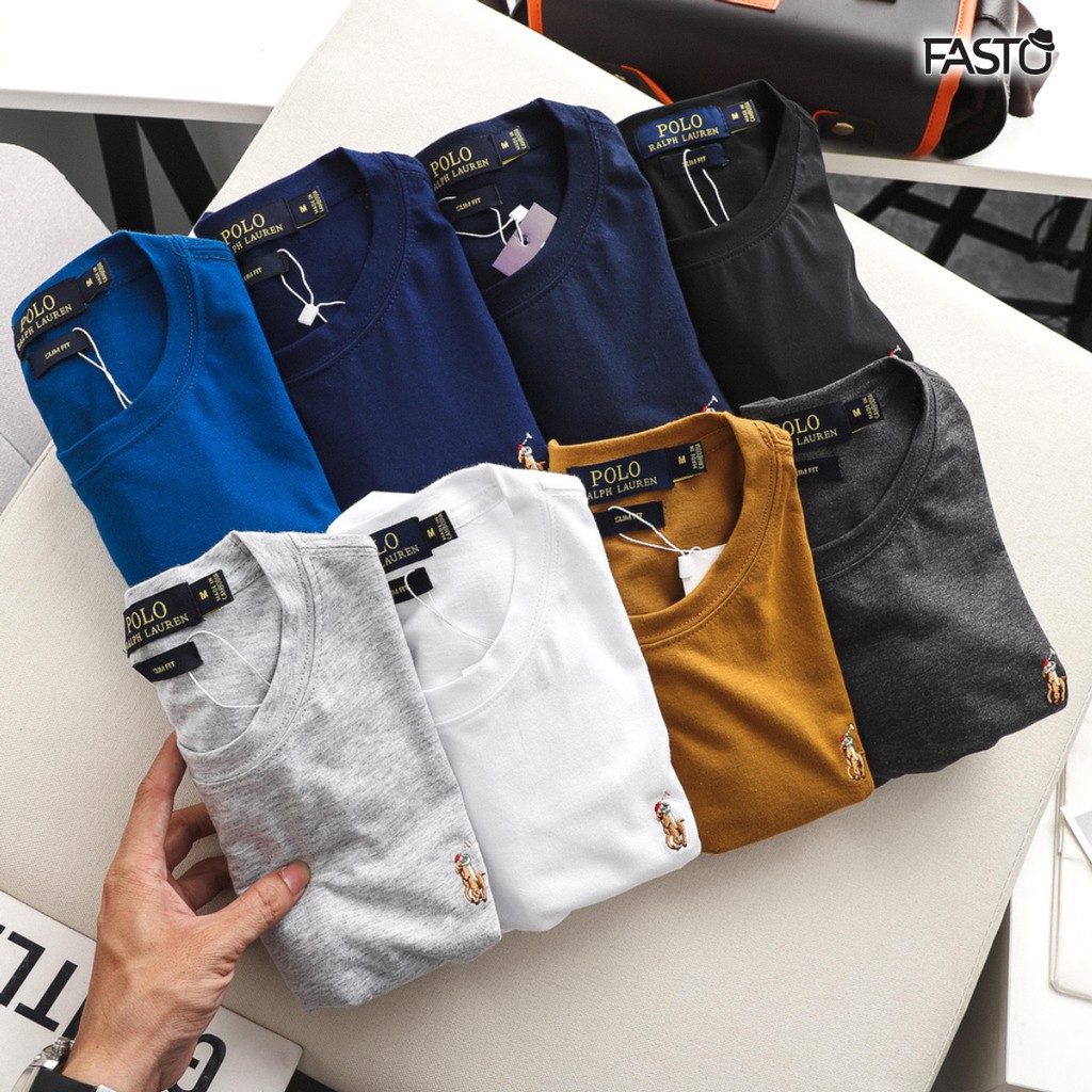 Áo thun nam thêu logo nổi 100% cotton thoáng mát - Thời trang nam FASTO