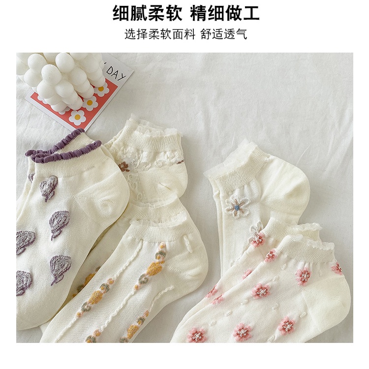 Vớ Cotton Cổ Thấp In Họa Tiết Nổi Phong Cách Nhật Bản Dễ Thương Thời Trang Cho Nữ