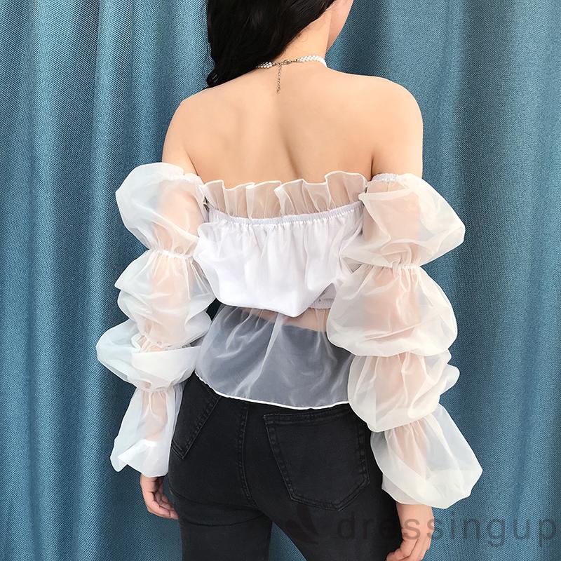 Áo crop top tay dài hở vai thời trang quyến rũ dành cho nữ