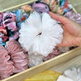 Scrunchies lụa tơ, chun buộc tóc cột tóc siêu phồng Cilla