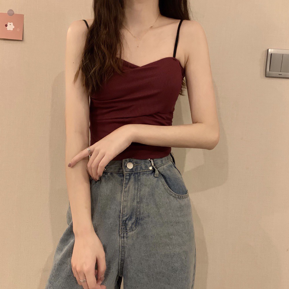 Áo hai dây có mút đệm ngực thời trang quyến rũ tùy chọn màu