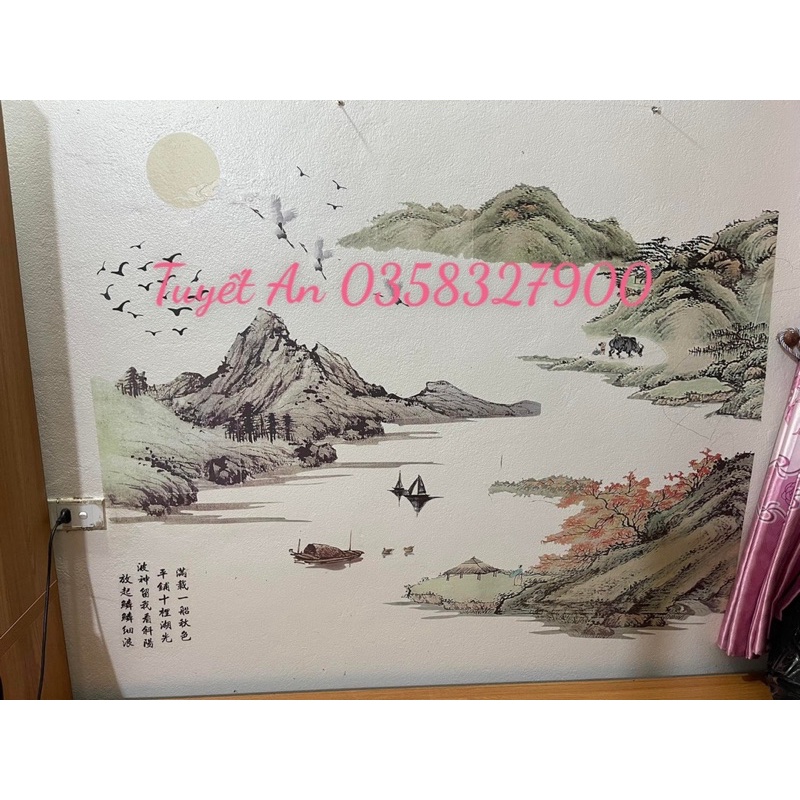 Decal  Dán Tường Phòng Khách SiZe TO kèm kích thước