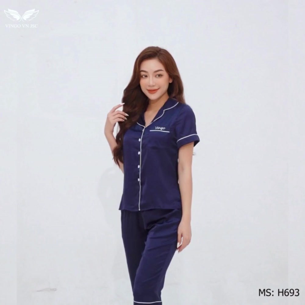 Bộ đồ ngủ Pijama mặc nhà lụa VINGO/VINGORIA tay ngắn xuân hè H693 | BigBuy360 - bigbuy360.vn