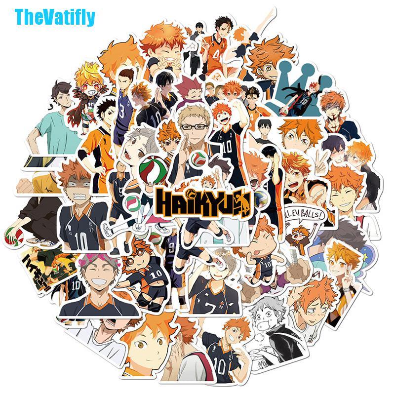Bộ 52 Miếng Dán Trang Trí Hình Anime Haikyu Dễ Thương