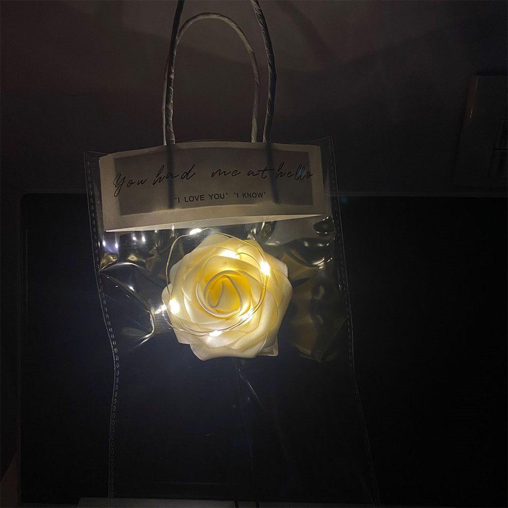 KUNHEV Đèn LED Hình Hoa Hồng Phát Sáng Ấm Áp Lãng Mạn Kèm Túi Đựng