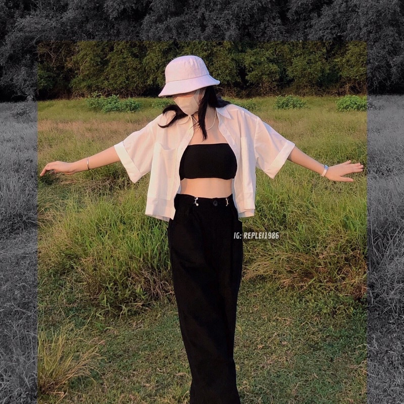 [ẢNH THẬT ĐỘC QUYỀN REPLEI1986] Áo sơ mi croptop HUYN