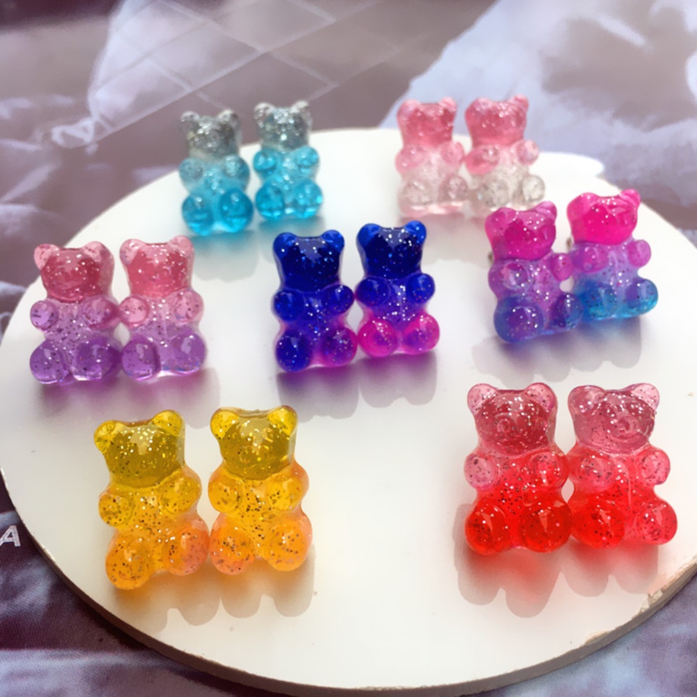 Bông Tai Hình Gấu Nhiều Màu Dễ Thương