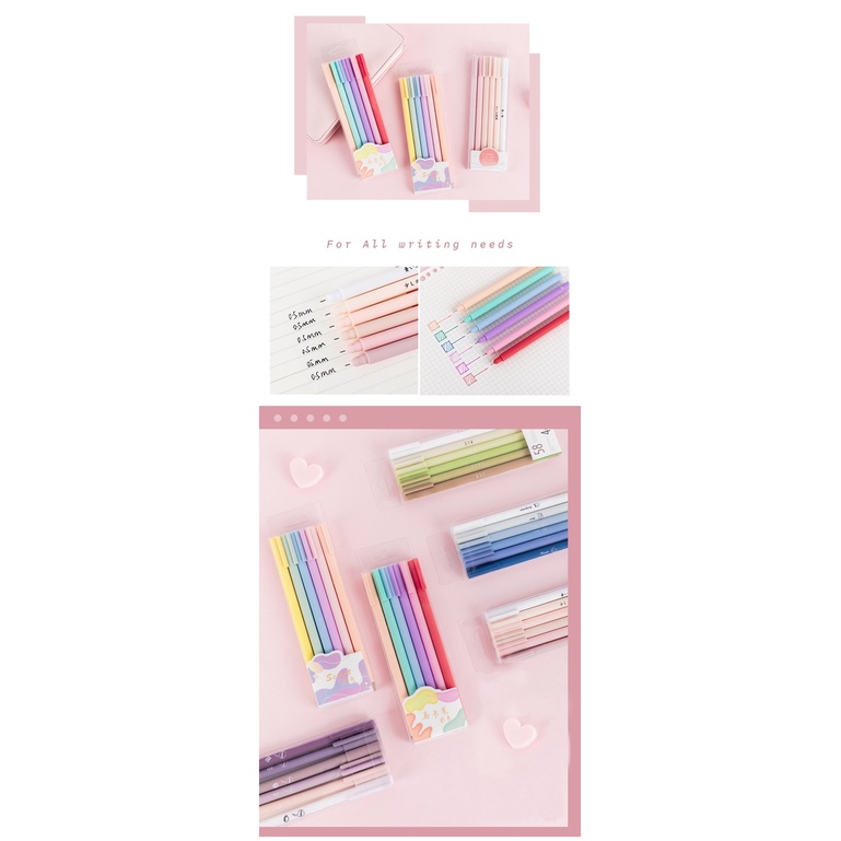 Bộ 6 bút gel nước màu đen 0.5 chuyên dụng