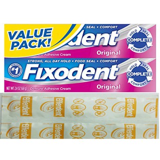 Combo 2 keo dán hàm răng giả Fixodent 68g + 6 viên sủi ngâm hàm giả Efferdent