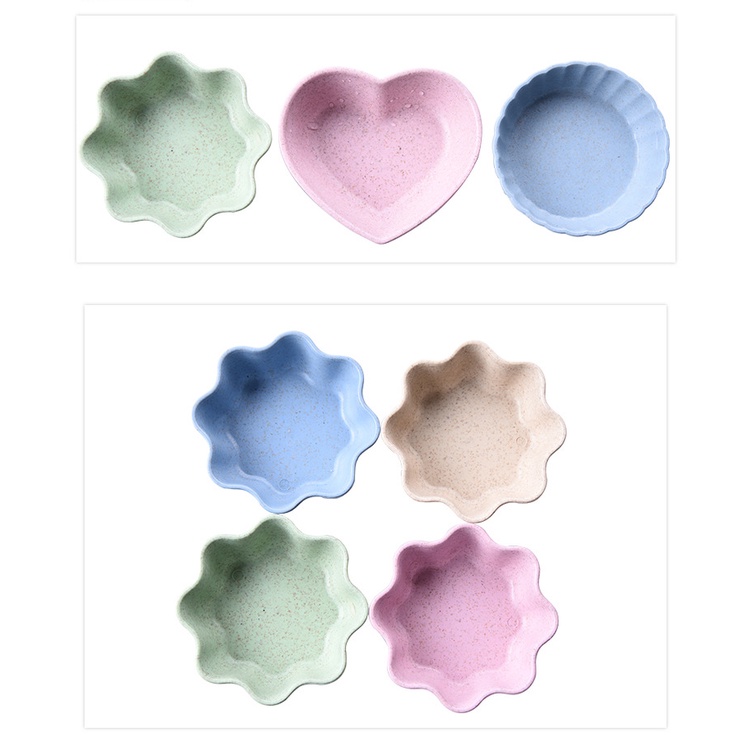 Đĩa Khay Đựng Gia Vị 1 Ngăn HÌNH BÔNG HOA/TRÁI TIM - Chén Bát Nhỏ Đựng Nước Mắm Chấm Đồ Ăn Lúa Mạch