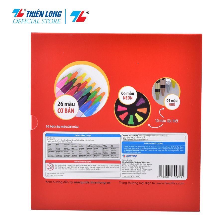 Bút sáp màu Thiên Long Colokit CR-C042/40YEARS- 36 màu-26 màu cơ bản, 6 màu Neon và 4 màu nhũ