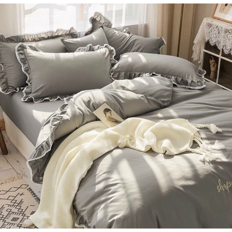 TRỌN BỘ 4 MÓN VỎ CHĂN, GA, VỎ GỐI SILK ĐŨI BÈO CAO CẤP