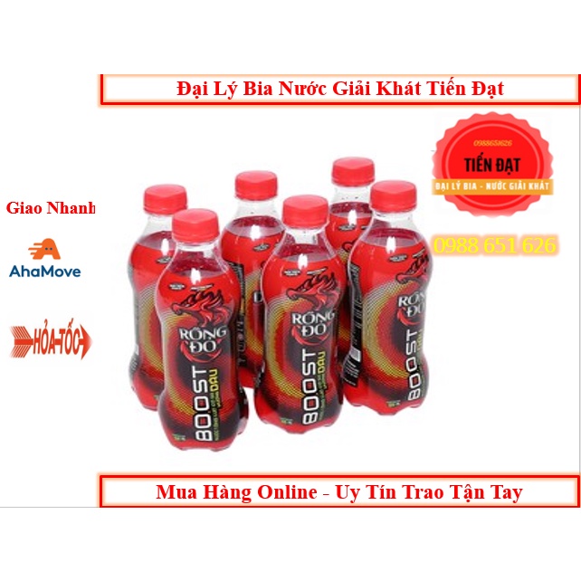 Lốc 6 Chai Nước Tăng Lực Có Ga Rồng Đỏ Hương Dâu/Hương Nho Chai 330 ML