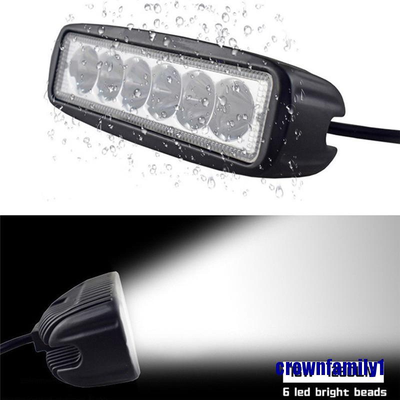 (crownfamily1) 18W 6000K LED Work Light Bar Driving Lamp Fog Off Road SUV Car Boat Truck