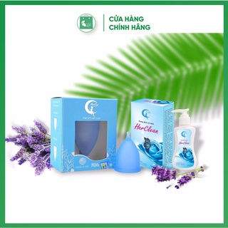 Cốc nguyệt san Hercup Mỹ kèm dung dịch vệ sinh cốc tiệt trùng túi vải