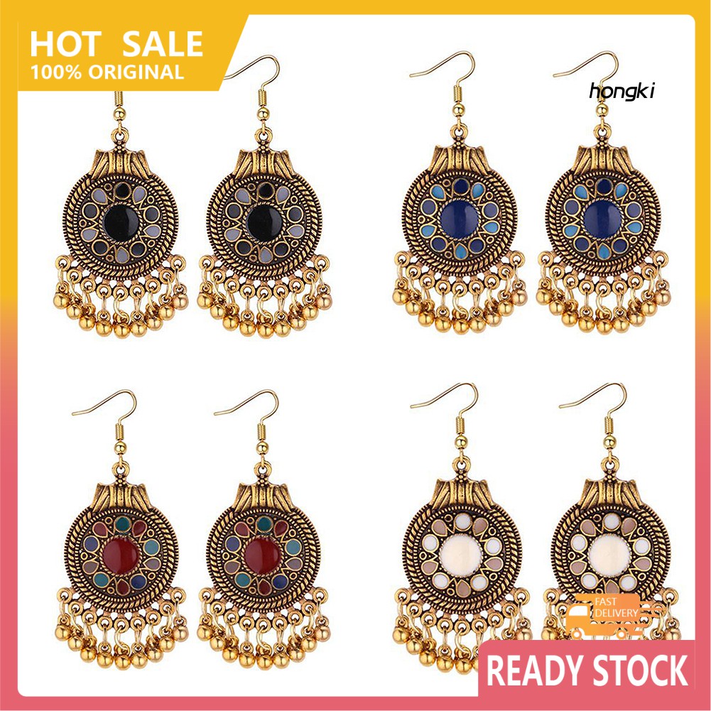 Đôi bông tai dáng dài phối tua rua phong cách bohemian cho nữ