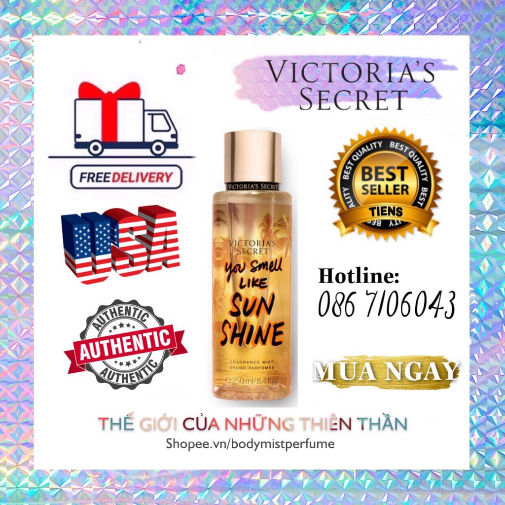 BODYMIST⚜️Mẫu thử xịt thơm Body Mist Victoria's Secret - Your Smell Like Sunshine 250ml