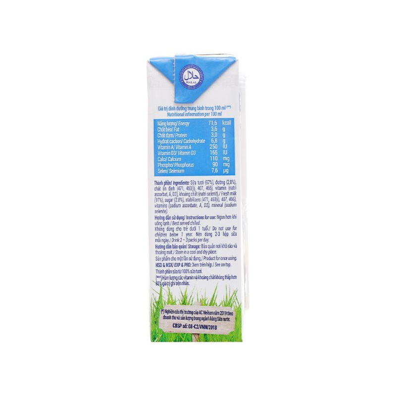 TPHCM  LỐC 4 SỮA VINAMILK ÍT ĐƯỜNG 180ML- 100% CHÍNH HÃNG