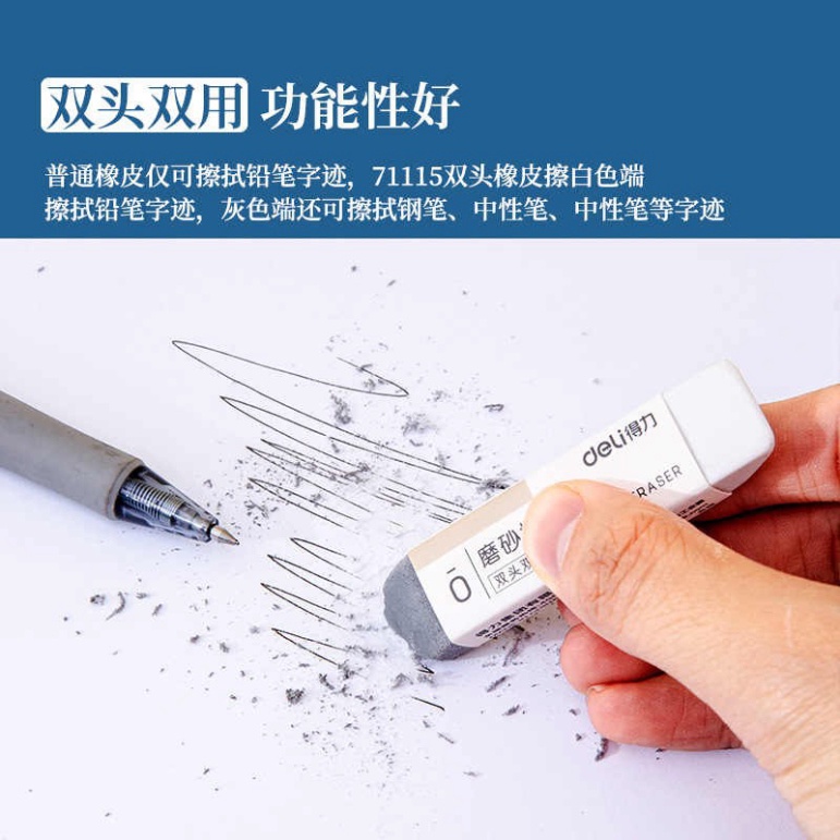 Gôm Tẩy Xóa Eraser 2 Đầu Xóa Được Mực - 71115 DELI (1 gôm)